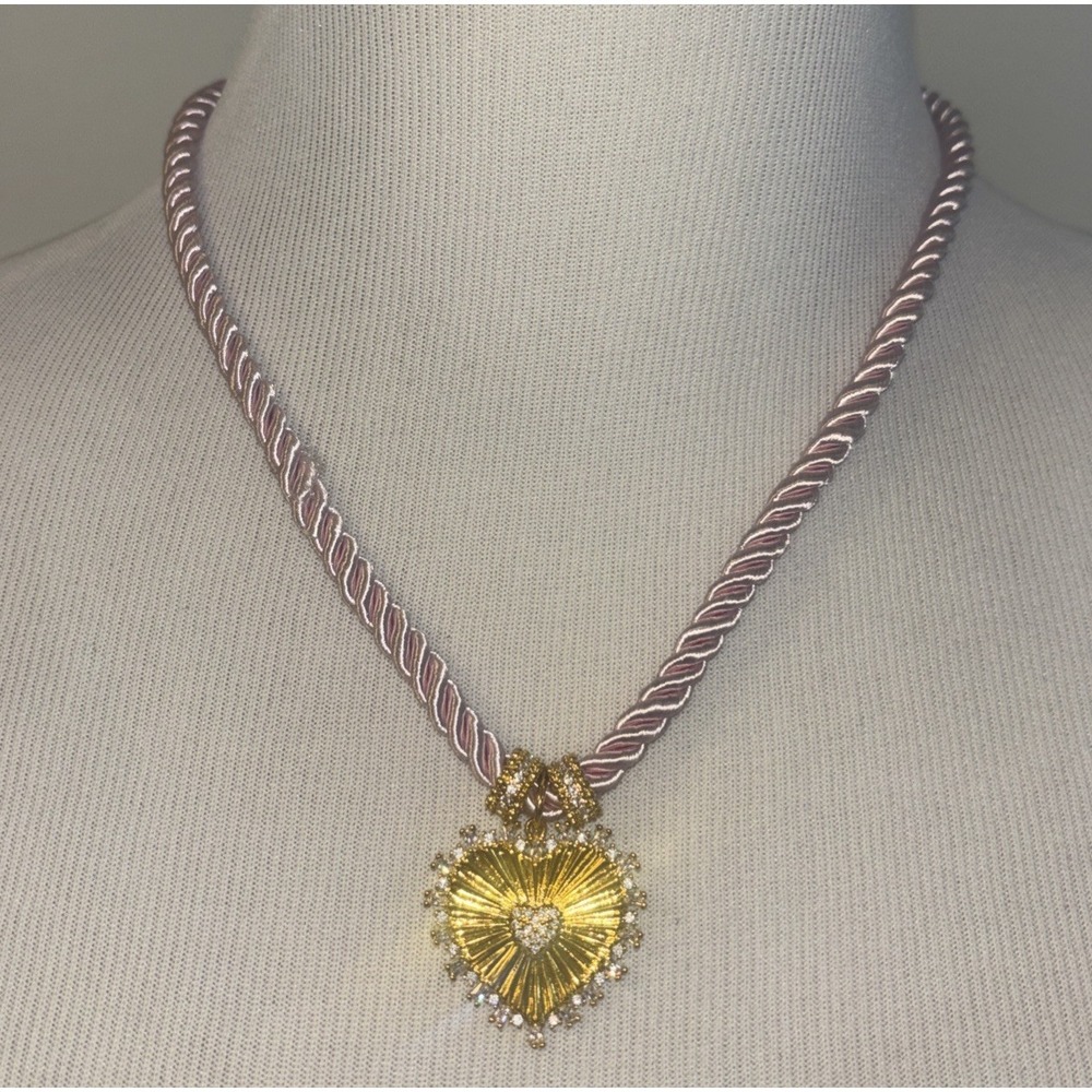 Gemelli Necklace NWT Pink Heart Rope Heart Pendant Gold Plated New Women's Gifts
